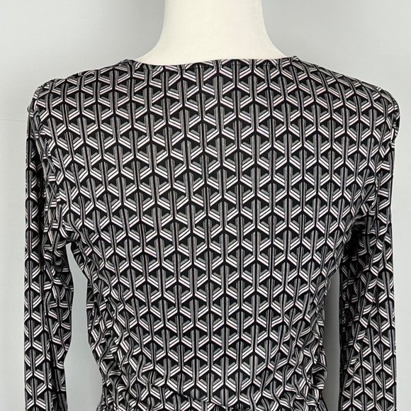 Diane von Furstenberg Womens Karis Silk Faux Wrap Dress Gray Geo Print size 2 - Picture 9 of 14
